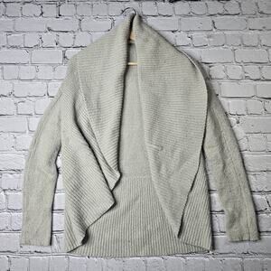 Vince Wool Blend Gray Shawl Open Thick Knit Cardigan Sweater Size Small